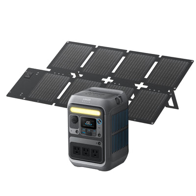 Anker Solix C300 Portable Power Station with Anker Solix PS60 Compact Portable Solar Panel