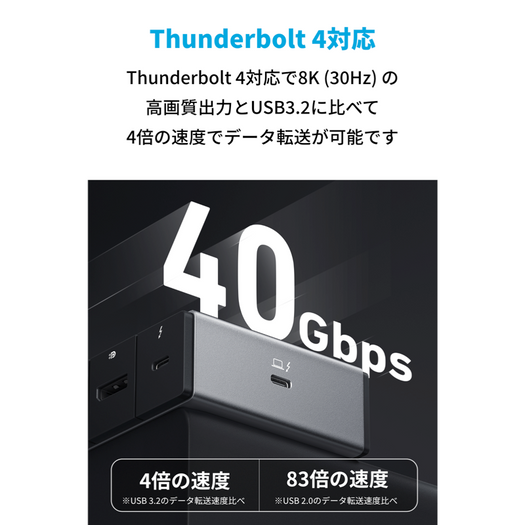 Anker 778 Thunderbolt ドッキングステーション (12-in-1, Thunderbolt 4)