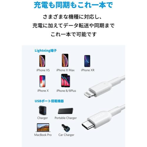 Anker PowerLine II USB-C & ライトニングケーブル (3本セット)
