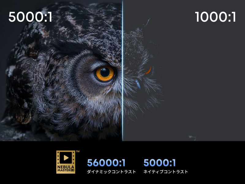5000:1 高コントラストによる、限りなく純粋な黒
