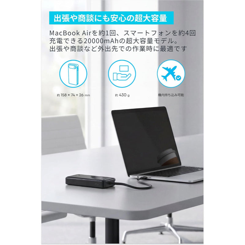 Anker Zolo Power Bank (20000mAh, 87W, Built-In USB-Cケーブル, For