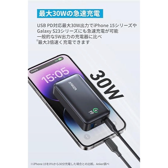 【新品】モバイルバッテリー 30W 10000mAh POWER BANK 白