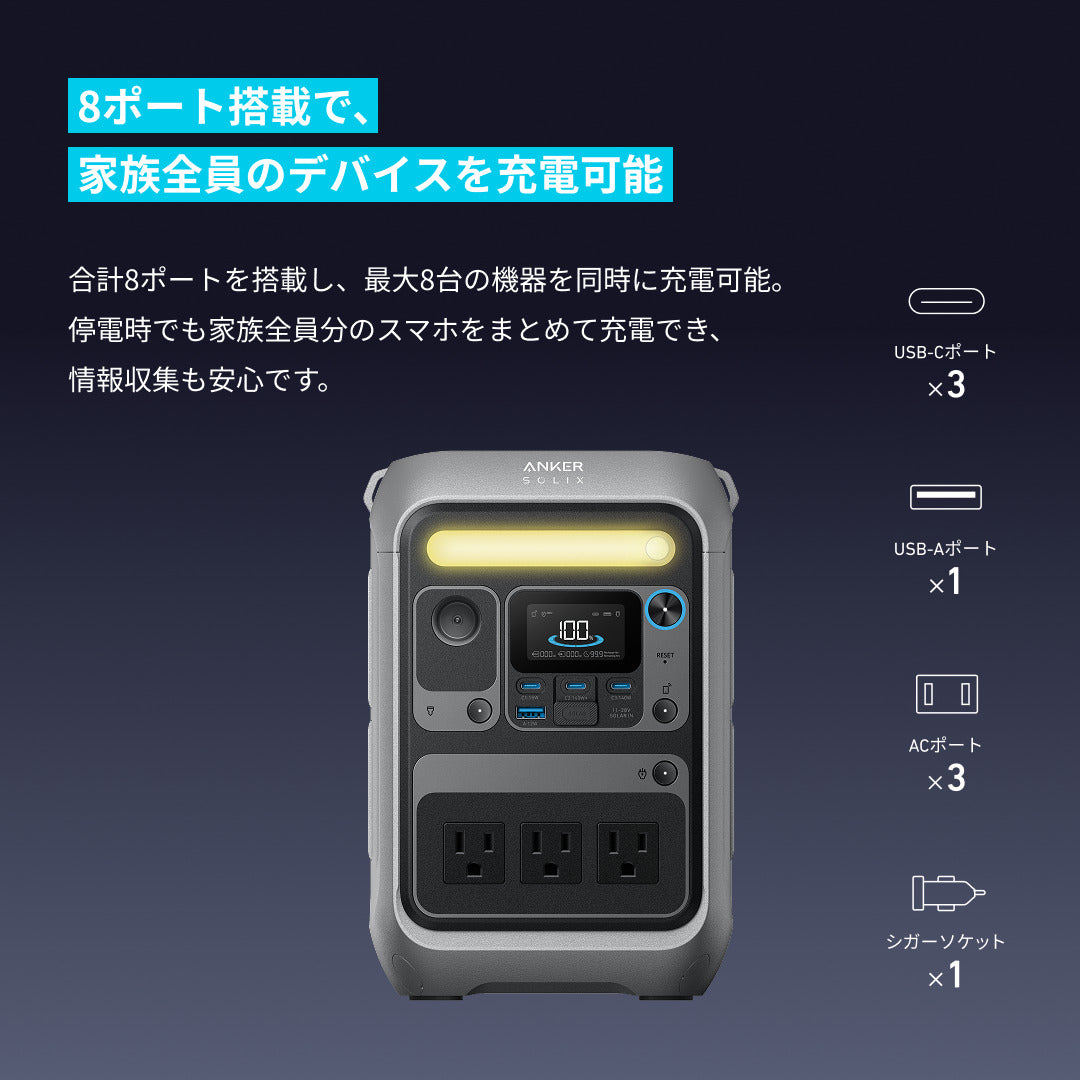 Anker Solix C300 Portable Power Station with Solix PS100 Compact