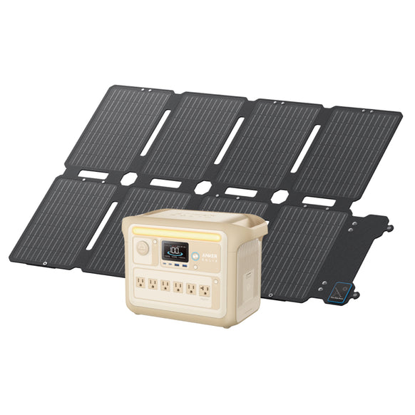 【ジャパネット限定セット】Anker Solix C1000 Portable Power Station ベージュ with Anker Solix PS100 Compact Portable Solar Panel