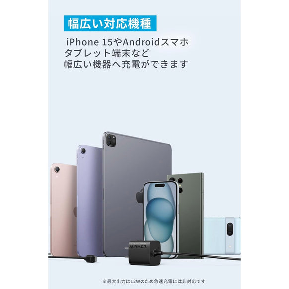 Anker Charger (12W, Built-In 1.5m USB-C ケーブル)