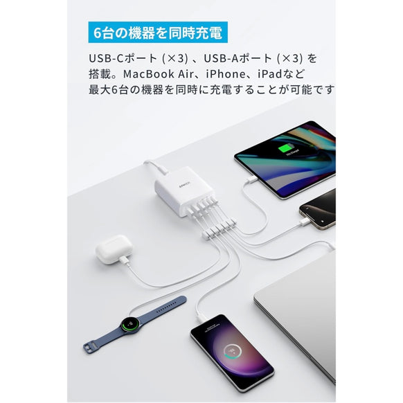 Anker Charger (112W, 6 Ports, GaN)