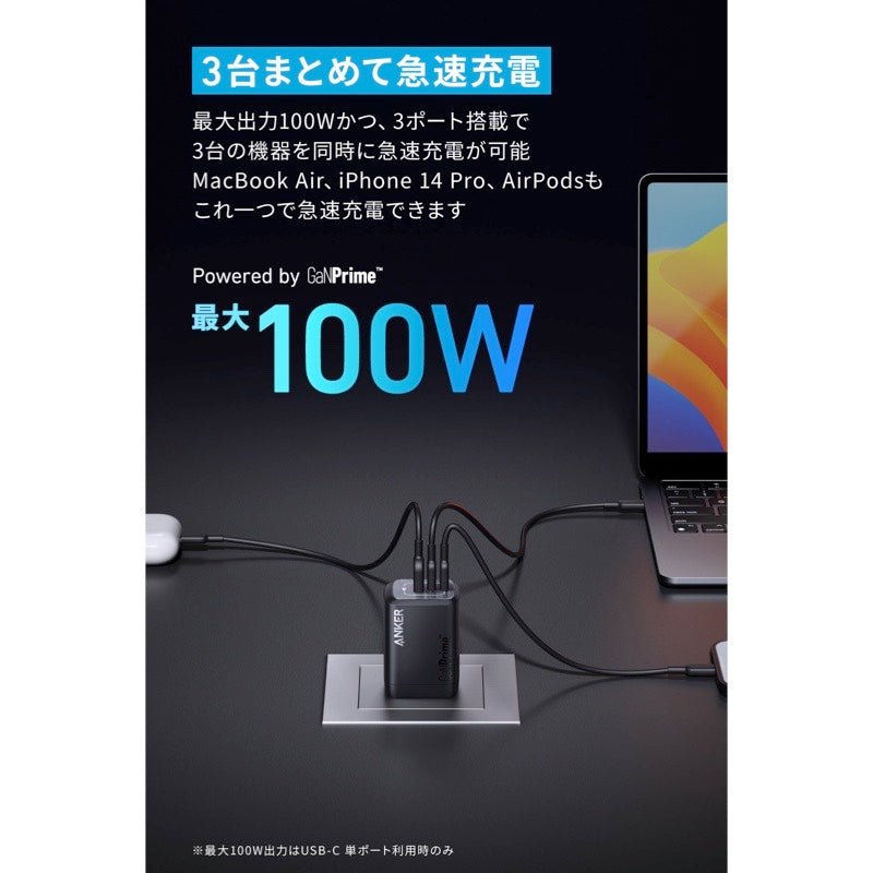 新品 Anker Prime Wall Charger 100W 3 ports