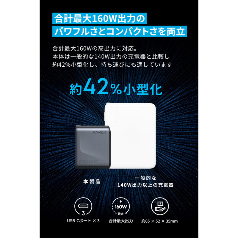 Anker Prime Charger ※新品未使用品 Amazon | Anker Prime Wall Charger (100W, 3 ports, GaN) (ブラック