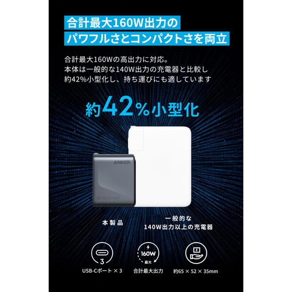 【予約販売】Anker Prime Charger (160W, 3 Ports)