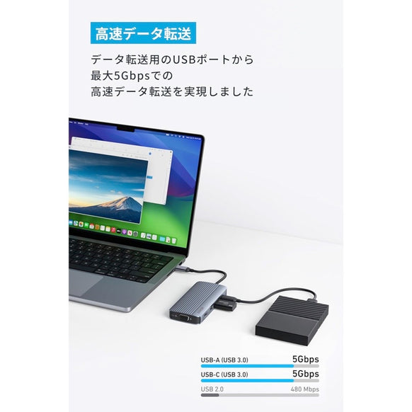 Anker USB-C ハブ (8-in-1, Triple Display)