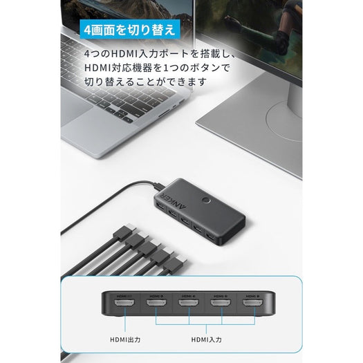 Anker HDMI Switch (4-in-1 Out, 4K HDMI)