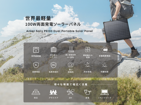 Anker Solix PS100 Dual Portable Solar Panel | ソーラーパネルの製品