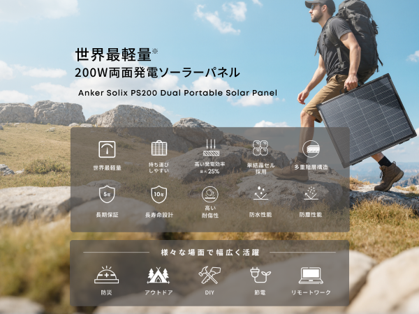 Anker Solix PS200 Dual Portable Solar Panel | ソーラーパネルの製品