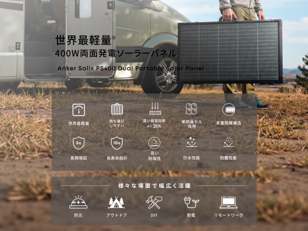 Anker Solix PS400 Dual Portable Solar Panel | ソーラーパネルの製品 Anker Solix PS400 Dual Portable Solar Panel | ソーラーパネルの製品