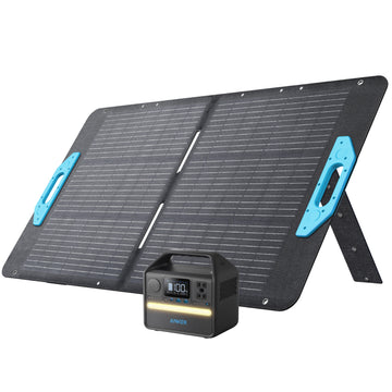 Anker 521 Portable Power Station (PowerHouse 256Wh) with Anker Solix PS100 Portable Solar Panel