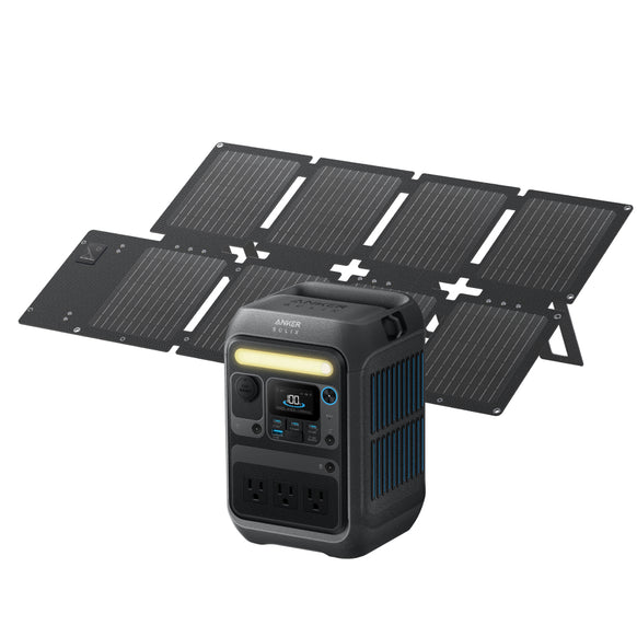Anker Solix C300 Portable Power Station with Anker Solix PS60 Compact Portable Solar Panel