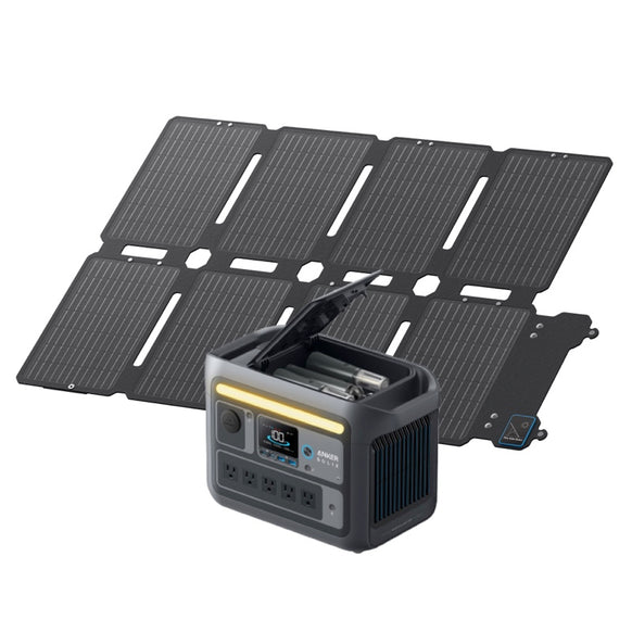Anker Solix C800 Plus Portable Power Station with Anker Solix PS100 Compact Portable Solar Panel
