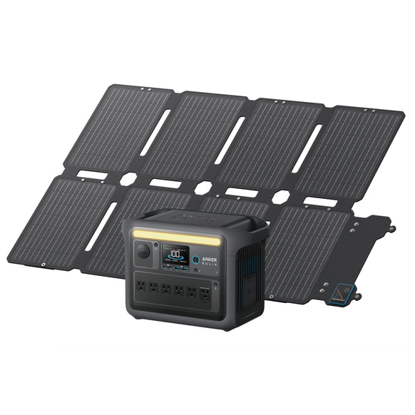 Anker Solix C1000 Portable Power Station with Anker Solix PS100 Compact Portable Solar Panel