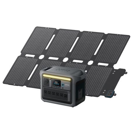 Anker Solix C1000 Portable Power Station with Anker Solix PS100 Compact Portable Solar Panel