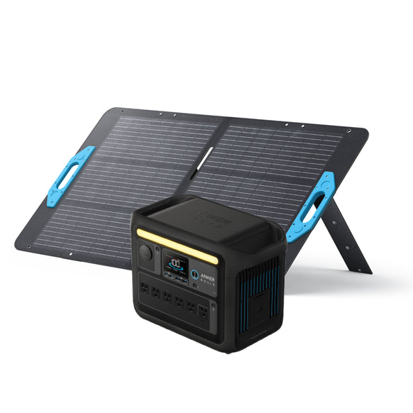 Anker Solix C1000 Portable Power Station with Anker Solix PS100 Portable Solar Panel