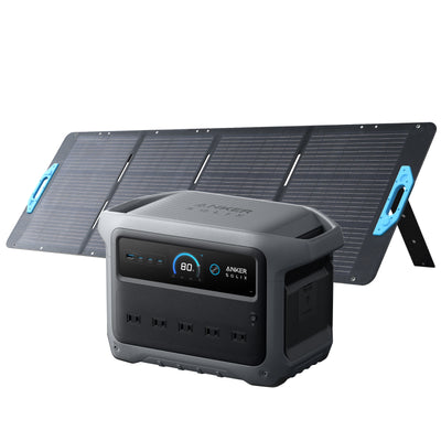 Anker Solix C300 Portable Power Station with Anker Solix PS60 Compact Portable Solar Panel