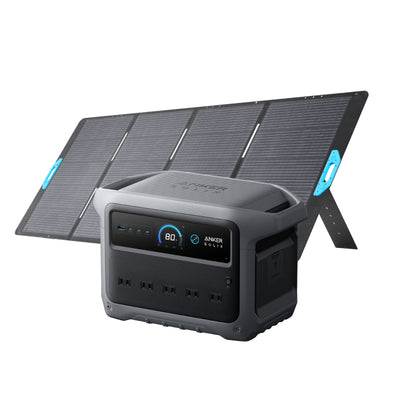 Anker Solix C300 Portable Power Station with Anker Solix PS60 Compact Portable Solar Panel
