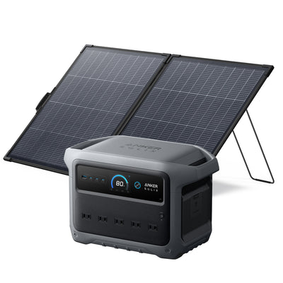Anker Solix C1000 Portable Power Station with Anker Solix PS100 Compact Portable Solar Panel