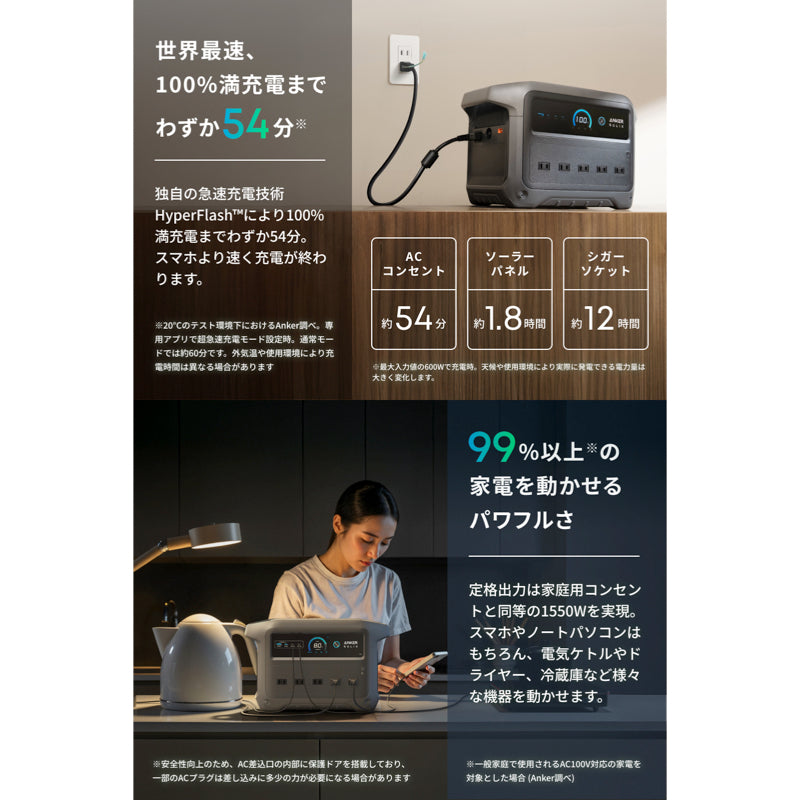 Anker Solix C1000 Gen 2 Portable Power Station ダークグレー with