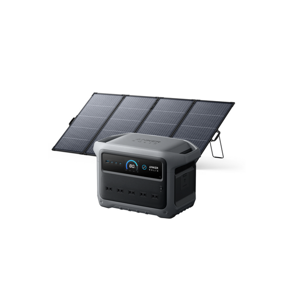 Anker Solix C1000 Gen 2 Portable Power Station ダークグレー with Anker Solix PS400 Dual Portable Solar Panel