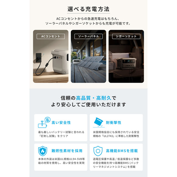 Anker Solix C2000 Gen 2 Portable Power Station ダークグレー with Anker Solix PS400 Dual Portable Solar Panel