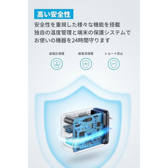 Anker Charger (20W, 2-Port) with USB-C & USB-C ケーブル 2個セット