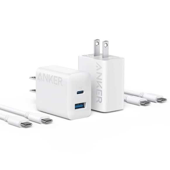 Anker Charger (20W, 2-Port) with USB-C & USB-C ケーブル 2個セット