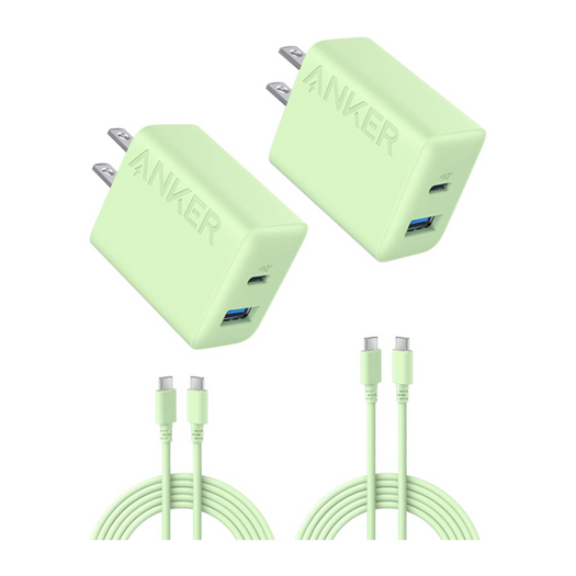 Anker Charger (20W, 2-Port) with USB-C & USB-C ケーブル 2個