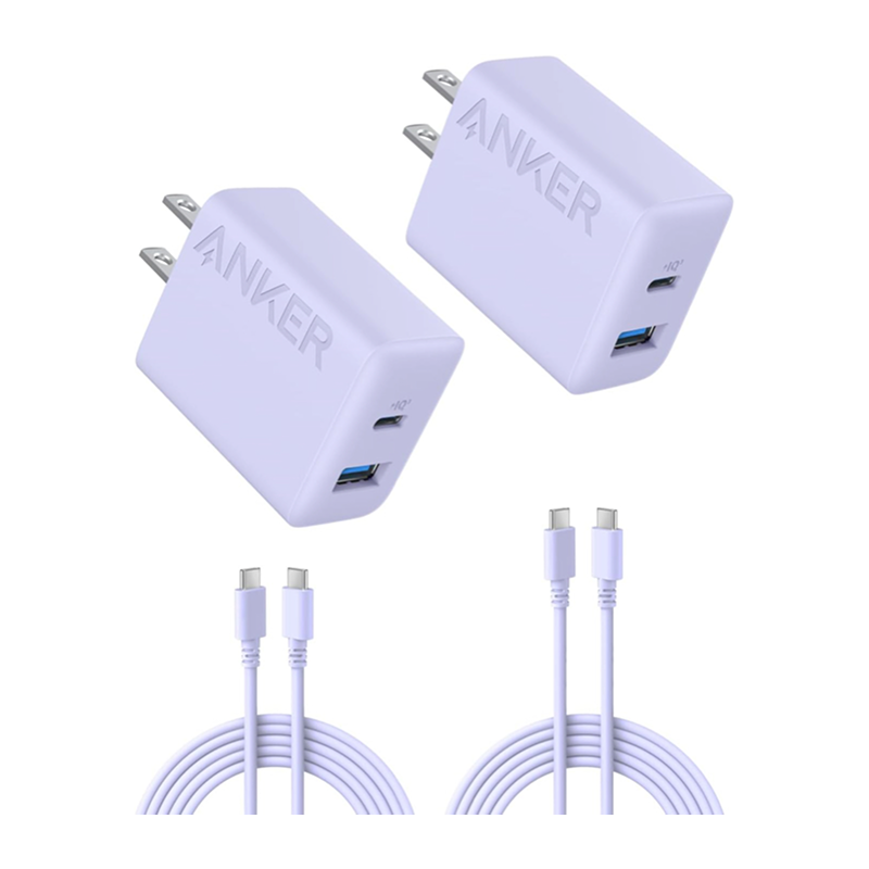 Anker Charger (20W, 2-Port) with USB-C &amp; USB-C ケーブル 2個