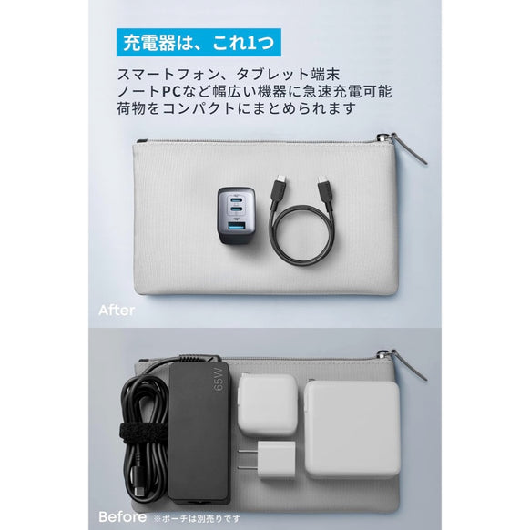 Anker PowerPort Ⅲ 3-Port 65W Pod with USB-C & USB-C ケーブル