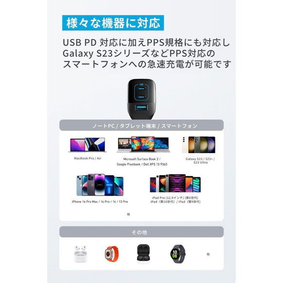 Anker Charger (67W, 3-Port) with USB-C & USB-C ケーブル