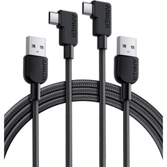 Anker USB-C ＆ USB-A ケーブル (L字, 高耐久ナイロン) 1.8m 2本セット