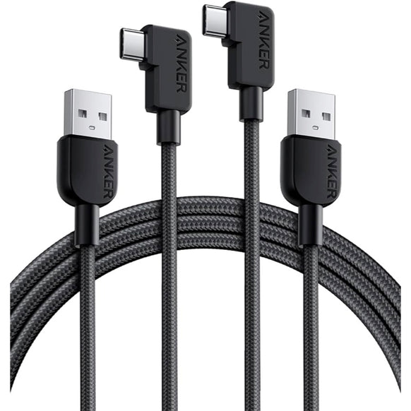 Anker USB-C ＆ USB-A ケーブル (L字, 高耐久ナイロン) 1.8m 2本セット
