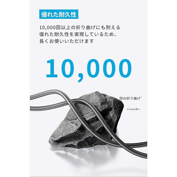 Anker USB-C ＆ USB-A ケーブル (L字, 高耐久ナイロン) 1.8m 2本セット