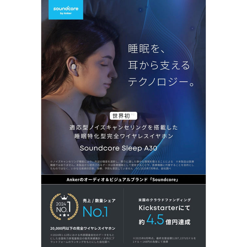 Soundcore Sleep A30 | 完全ワイヤレスイヤホンの製品情報