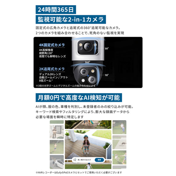 Eufy PoE Cam S4 (2台セット) with NVR
