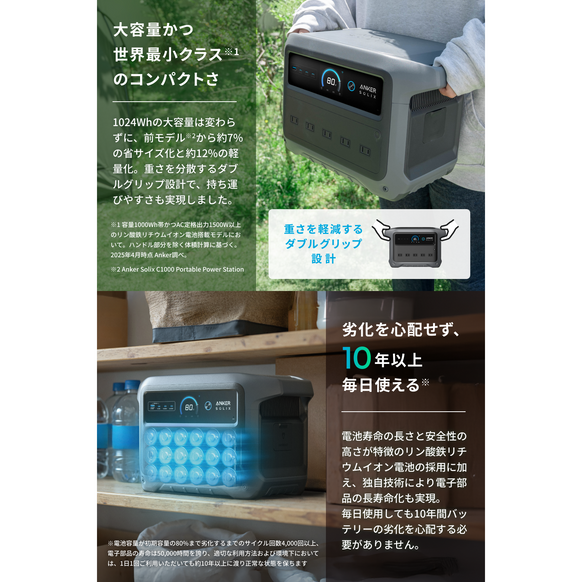 Anker Solix C1000 Gen 2 Portable Power Station ダークグレー with Anker Solix C1000 Gen 2 Portable Power Station ダークグレー with