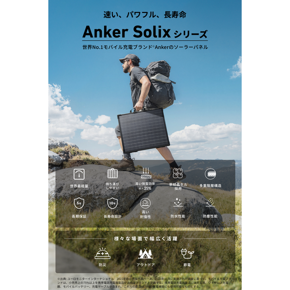 Anker Solix C1000 Gen 2 Portable Power Station ダークグレー with Anker Solix PS100 Dual Portable Solar Panel