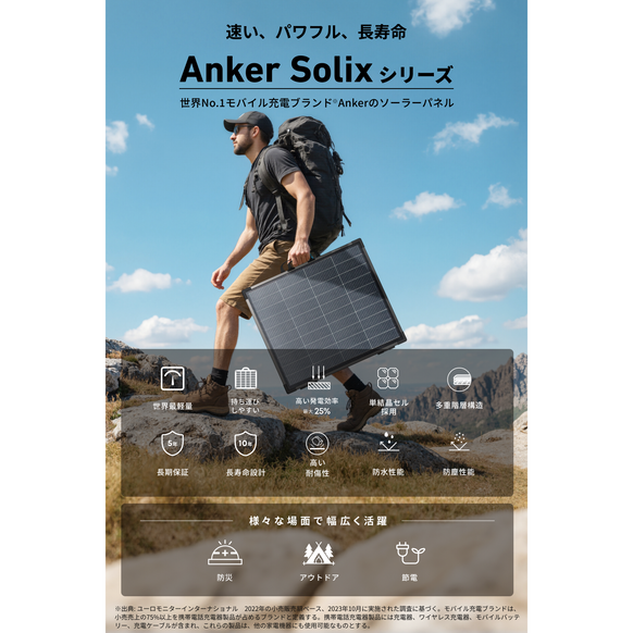 Anker Solix C2000 Gen 2 Portable Power Station ダークグレー with Anker Solix PS200 Dual Portable Solar Panel