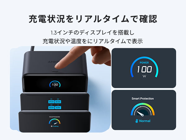 Anker Nano Charging Station ディスプレイと複数機器充電イメージ
