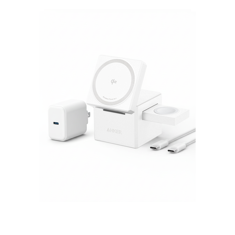 Anker 3-in-1 Cube with Qi2 | マグネット式ワイヤレス充電器の製品