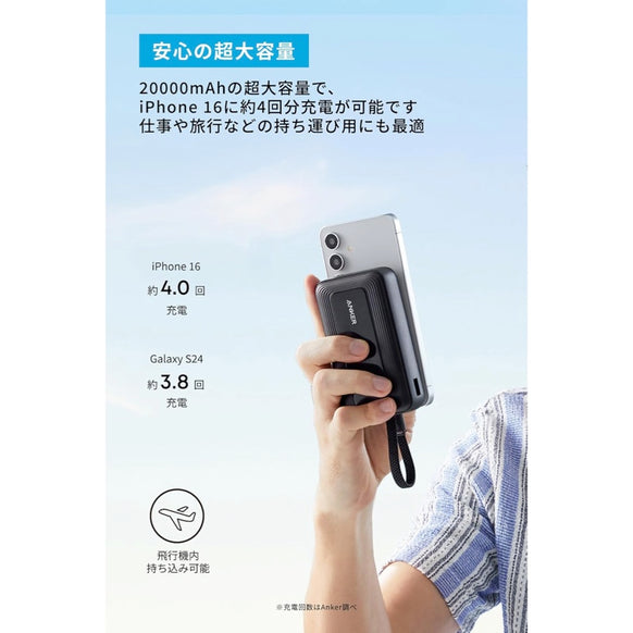 Anker Zolo Power Bank (20000mAh, 30W, Built-In USB-Cケーブル)