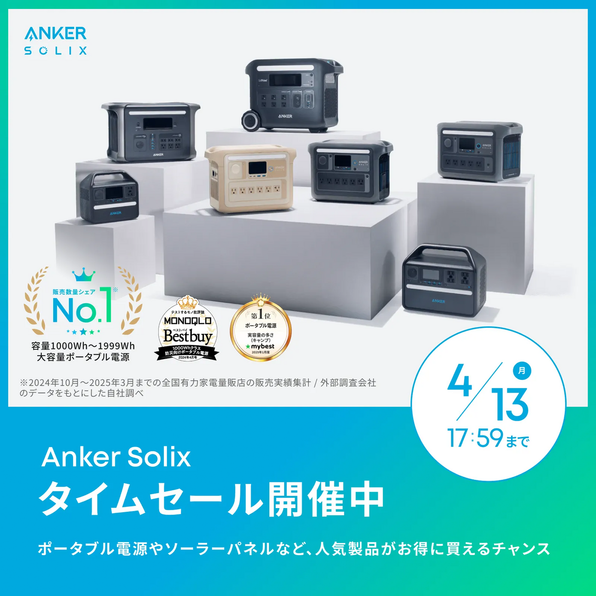 Anker Solix タイムセール開催中 4/13（月）17:59まで