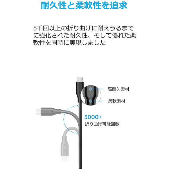 Anker PowerLine Micro USBケーブル 3.0m