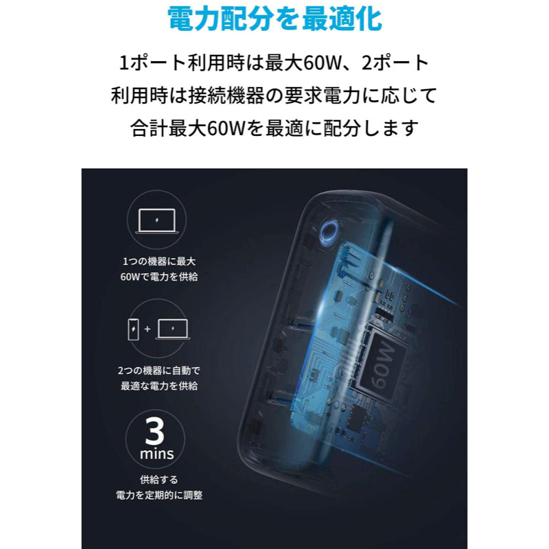 Anker PowerPort III 2-Port 60W | USB-C PD対応 急速充電器の製品情報